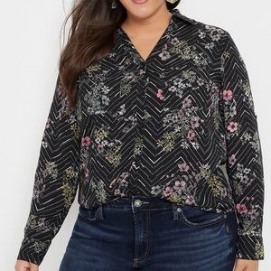 Maurices | Button Down Black Floral Blouse